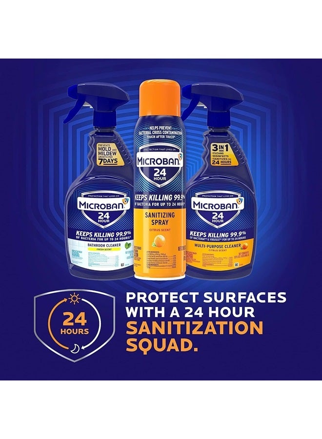 MICROBAN Disinfectant Spray, 24 Hour Sanitizing and Antibacterial Spray, Sanitizing Spray, Citrus Scent, 2 Count (15oz Each) (Packaging May Vary) - Image 5