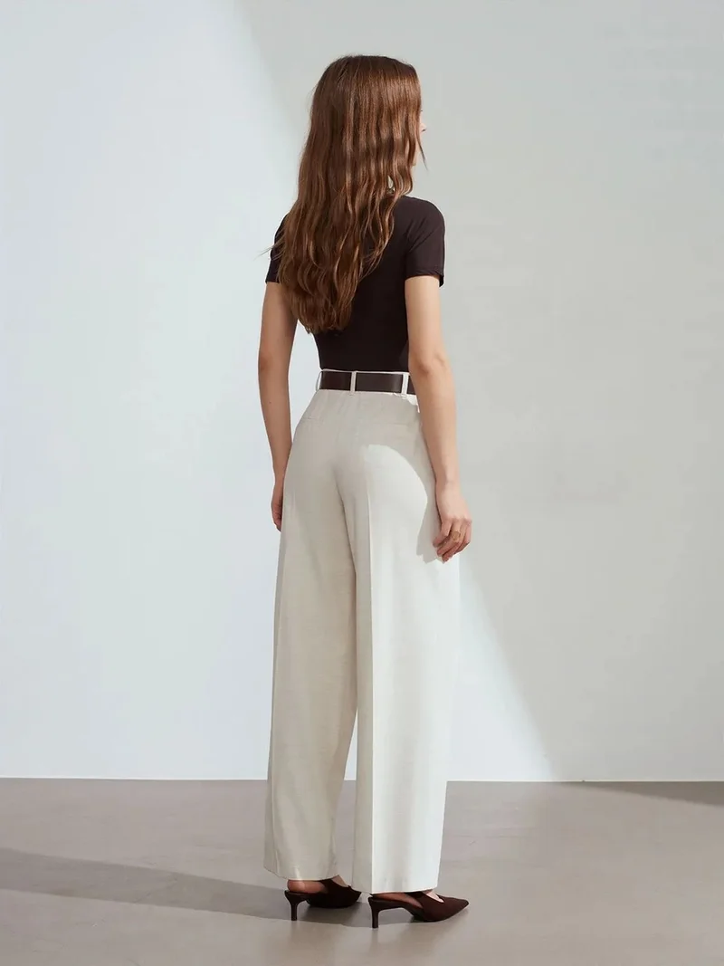 ديلفين Dilvin Belted Wide-leg Palazzo Trousers