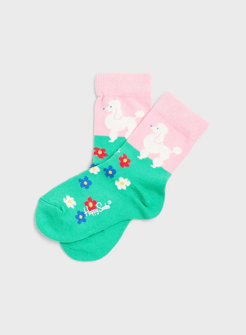 Happy Socks Kids 2 Pack Poodle & Flowers Socks