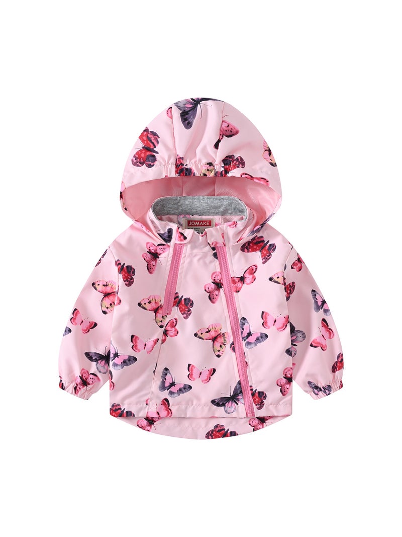 Hooded Children's New Outing Style Double Zipper Cartoon Print European and American Style Jacket Windbreaker Windproof Outerwear for Boys and Girls - Image 1