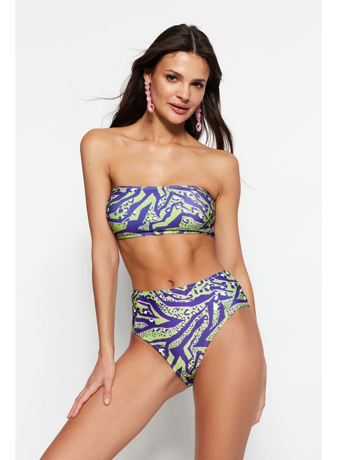 trendyol Green Animal Patterned Strapless High Waist Bikini Set TBESS22BT0018  - Image 1
