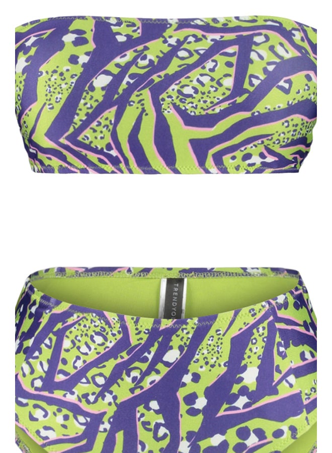 trendyol Green Animal Patterned Strapless High Waist Bikini Set TBESS22BT0018  - Image 3