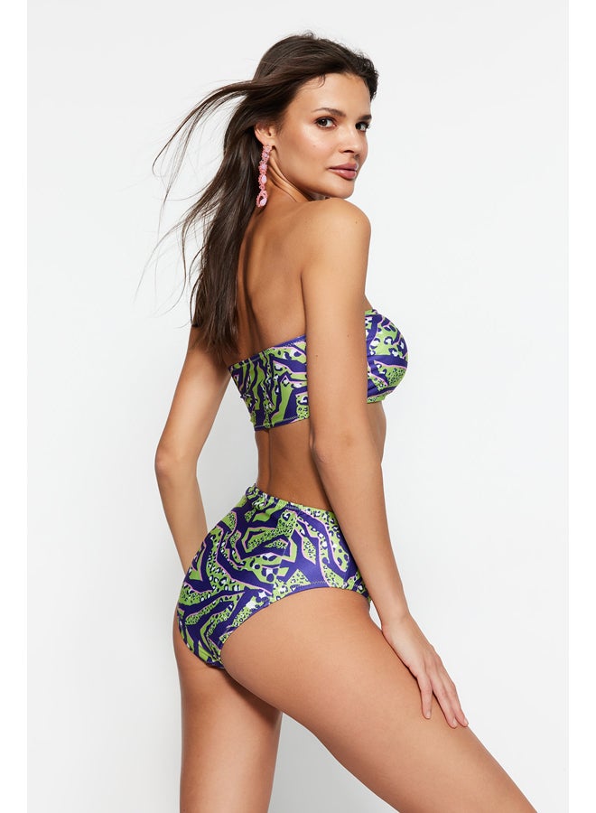 trendyol Green Animal Patterned Strapless High Waist Bikini Set TBESS22BT0018  - Image 2