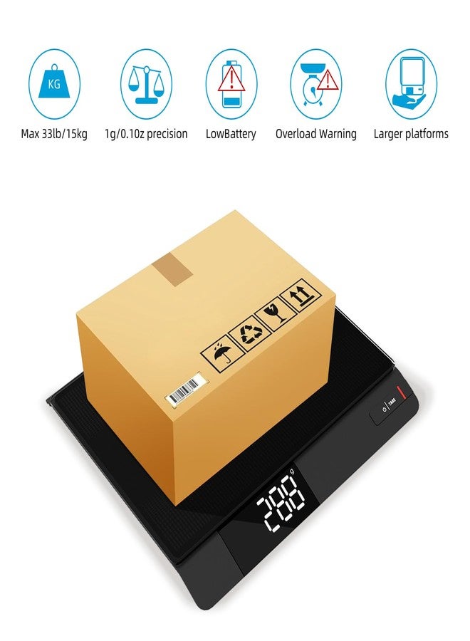 يونيواي ميزان بريدي رقمي من UNIWEIGH مزود بشاشة LCD بإضاءة خلفية، دقة 15 كجم (جرام/أونصة/رطل/مل)، وظيفة تصفير، إيقاف تشغيل تلقائي، منصة كبيرة للبريد والطبخ والطرود الصغيرة - Image 4