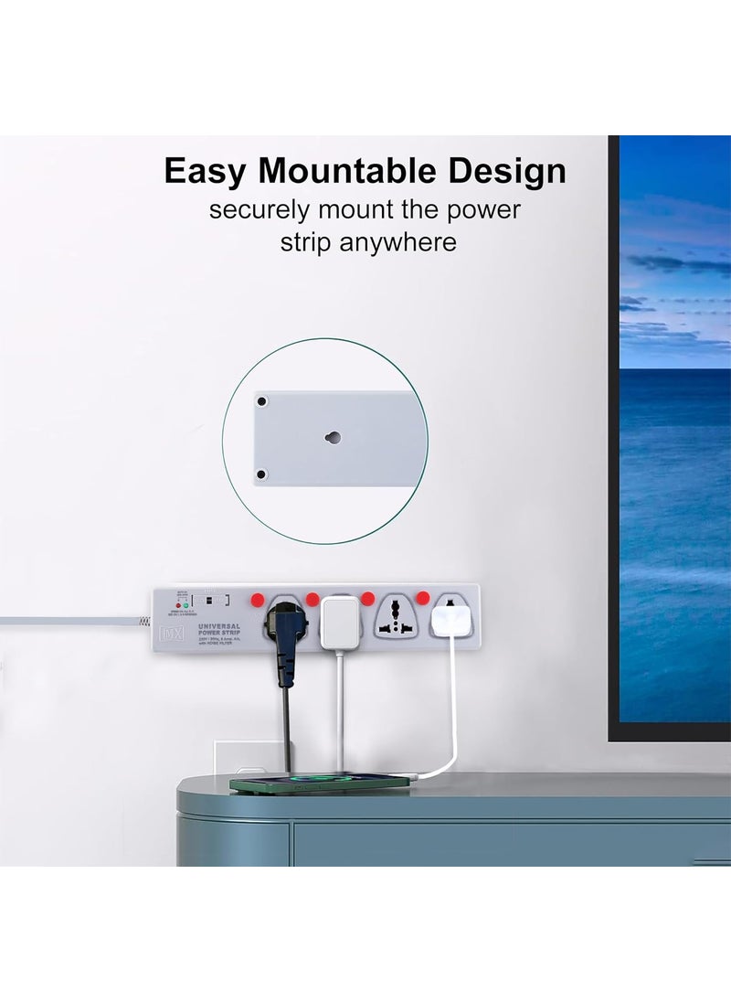 MX Mx Power Strip Extension Board with 4 Universal Socket 3m Extension Cord International Sockets Individual Switch MultiPlug Socket Extension Board for Home Office 5 Amp  - Image 3