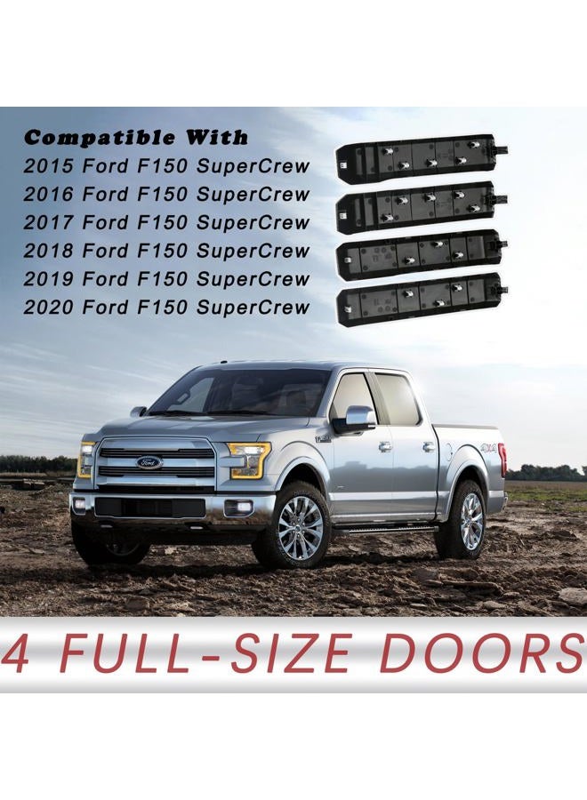 TQPONLY غطاء مقبض الباب الداخلي 1 مجموعة | متوافق مع ملحقات شاحنة فورد F150 من 2015-2020 | مقبض سحب مسند الذراع الأمامي والخلفي (رمادي فاتح) - Image 3