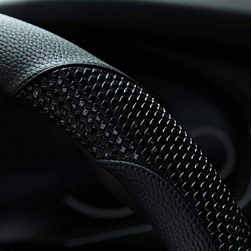 Valleycomfy Steering Wheel Cover with Microfiber Leather for Car Truck SUV 15 inch (Black) - Image 3
