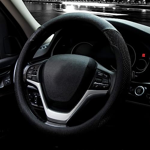 Valleycomfy Steering Wheel Cover with Microfiber Leather for Car Truck SUV 15 inch (Black) - Image 2