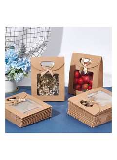 Joyelink 24 Pcs Kraft Paper Bags with Window Stand Up with Handles Brown Gift Bag for Candy Cookies Packaging Wedding Party Store Retail  - Image 2