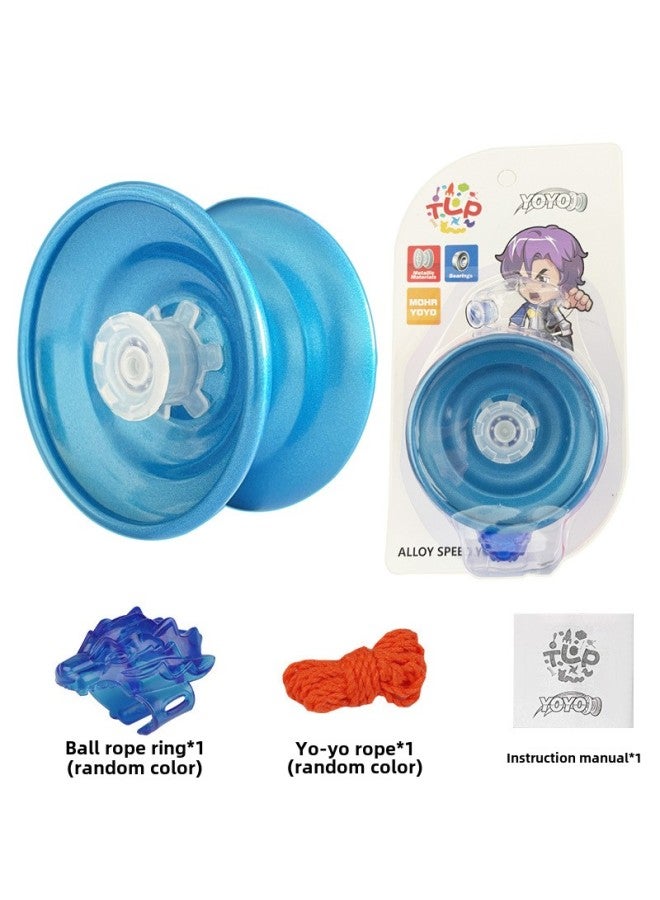 Stall Children Boys And Girls Alloy Yo-yo Metal Yo-yo Toys Automatic Swing Competitive Toys-Specifications:Large Diameter Frosted Yo-yo Blue + Hanging Ring - Image 3