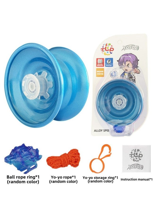 Stall Children Boys And Girls Alloy Yo-yo Metal Yo-yo Toys Automatic Swing Competitive Toys-Specifications:Large Diameter Frosted Yo-yo Blue + Hanging Ring - Image 1