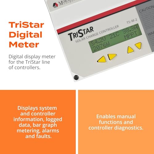 Morningstar Corporation Morningstar Tristar Digital Meter-2 (TS-M-2) - for Tristar PWM and Tristar MPPT Solar Charge Controllers - Displays System Info, Logged Data, Bar Graphs, Alarms & Faults Troubleshooting - 5 Languages - Image 2