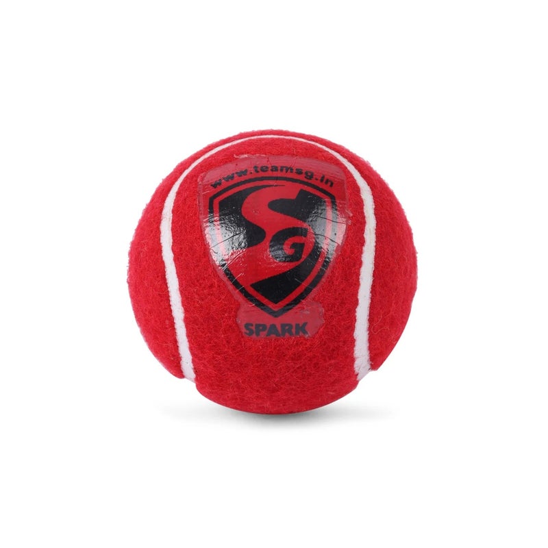 SG SPARK Red Heavy Tennis Cricket Ball (Pack of 3) | High-Bounce Solid Inner Core Training Balls for All-Weather Indoor and Outdoor Practice - Image 2