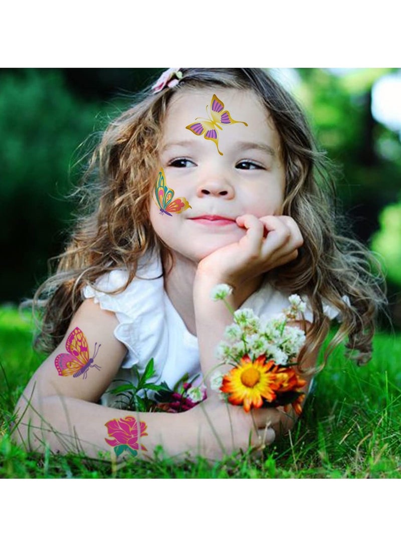 قوس قزح أورينبو 4 أوراق كبيرة من وشم الفراشات المعدنية اللامعة للفتيات والنساء - 50 تصميمًا من وشم الفراشات الفنية الملونة للنساء والفتيات هدايا الحفلات على شكل فراشة - Image 5