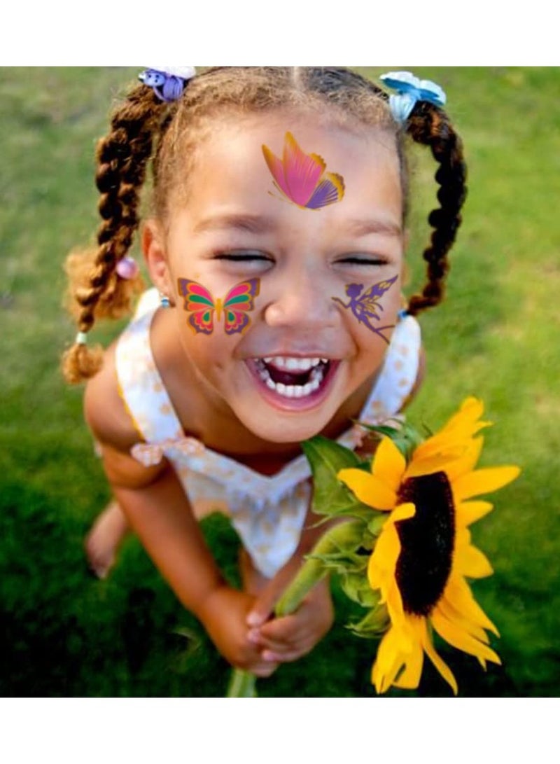 قوس قزح أورينبو 4 أوراق كبيرة من وشم الفراشات المعدنية اللامعة للفتيات والنساء - 50 تصميمًا من وشم الفراشات الفنية الملونة للنساء والفتيات هدايا الحفلات على شكل فراشة - Image 4