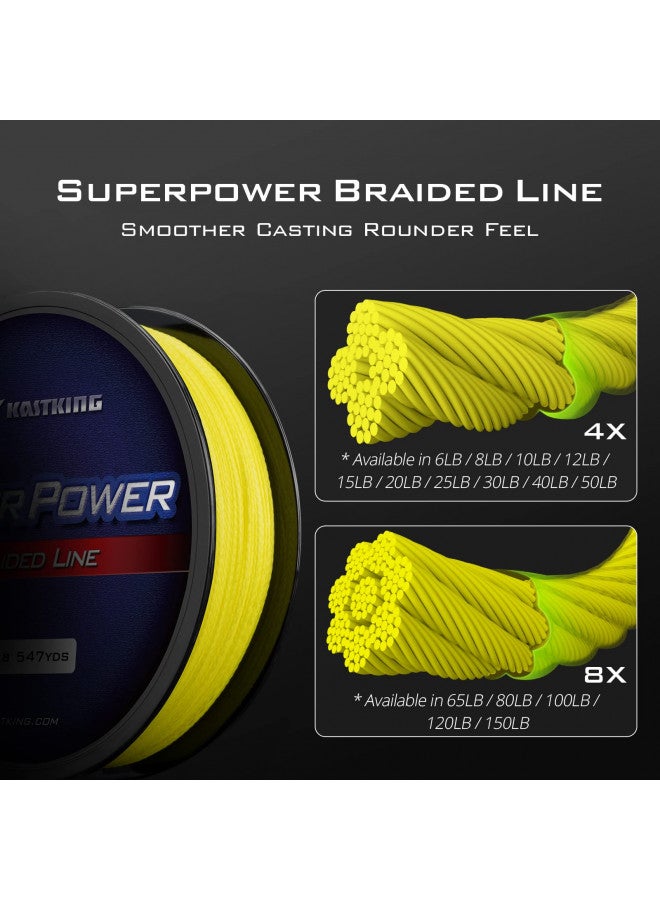 Kastking KastKing Superpower Braided Fishing Line,Yellow,12 LB,547 Yds - Image 2