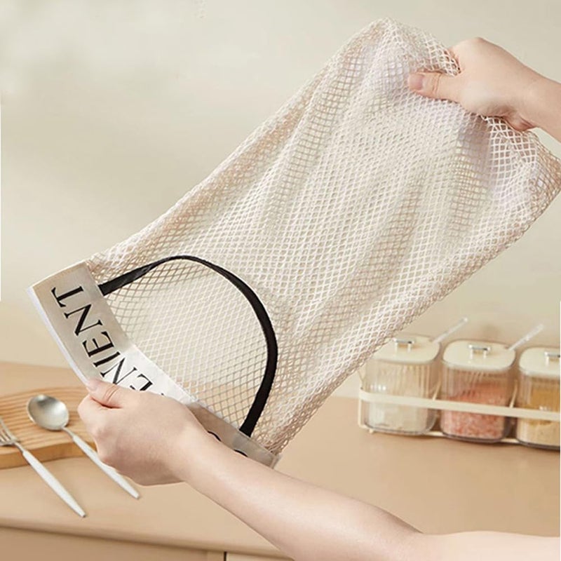 DraCra 2 Pack Trash Bag Holder Dispenser Sticky Wall Mount Mesh Convenient Storage Organizer for Home Kitchen Grocery Plastic Shopping Garbage Bags Reusable Produce Tote Bag - Image 2