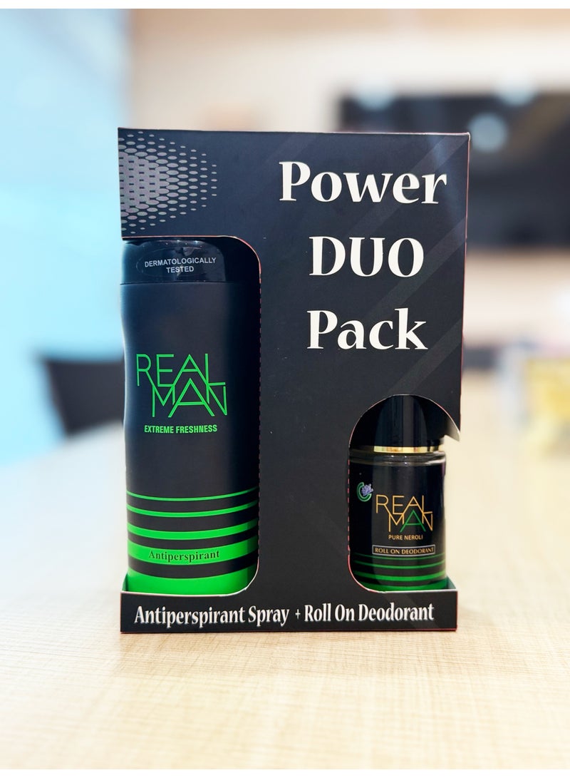 Realman Power Duo Pack -  Antiperspirant Extreme Freshness 150ml + Roll On Pure Neroli 50 ml - Image 1