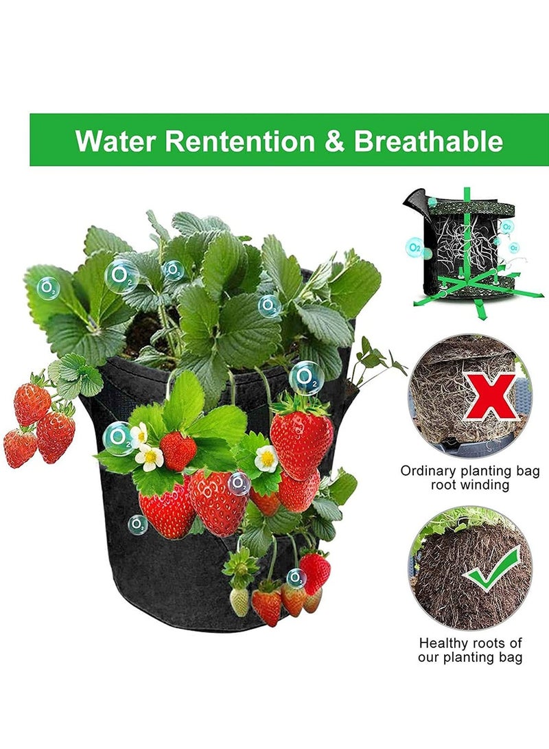 Excefore 3 Pcs Hanging Planter Bag with Handles Hanging Strawberry Planting Planter Strawberry Grow Bags Portable Grow Planter to Grow Vegetables and Fruit - Image 2