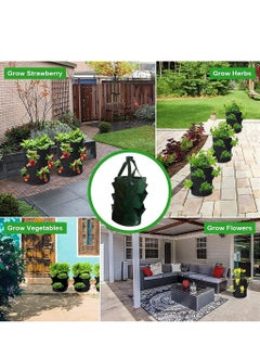 Excefore 3 Pcs Hanging Planter Bag with Handles Hanging Strawberry Planting Planter Strawberry Grow Bags Portable Grow Planter to Grow Vegetables and Fruit  - Image 3