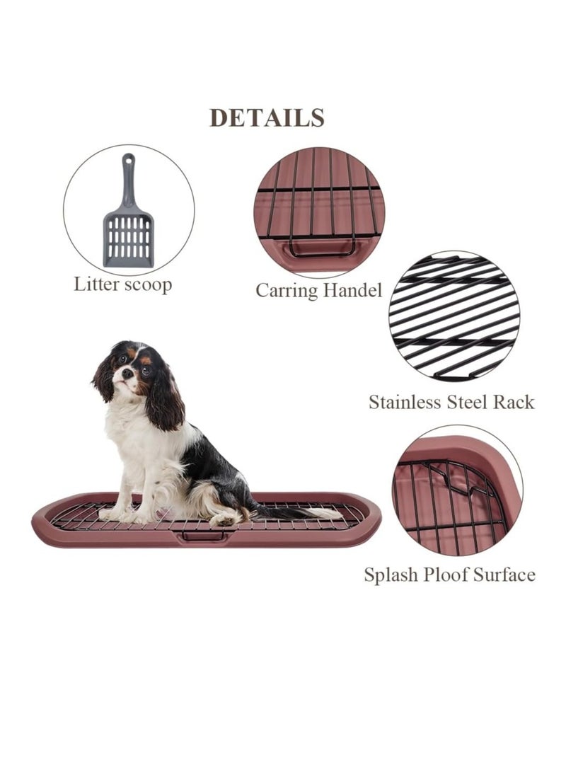 أن ان سي بيتس مرحاض للكلاب مع شبكة حديدية متينة، ومقبض حمل، ومغرفة قمامة، ومدرب داخلي قابل للفصل للكلاب المتوسطة إلى الكبيرة، مرحاض مسطح للكلاب، مثالي للاستخدام الداخلي والخارجي 65 سم (شوكولاتة) - Image 4