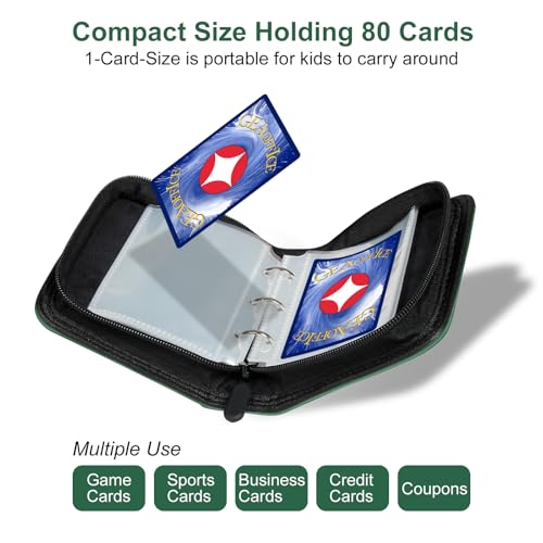 GEAoffice Mini Size Card Binder 1 Pocket, 80 Pockets Small Trading Card Album Book with 40 Removable Sleeves, 80 Top Loading Pockets Binder for TCG, MTG, Sports&Game Cards, Green - Image 5