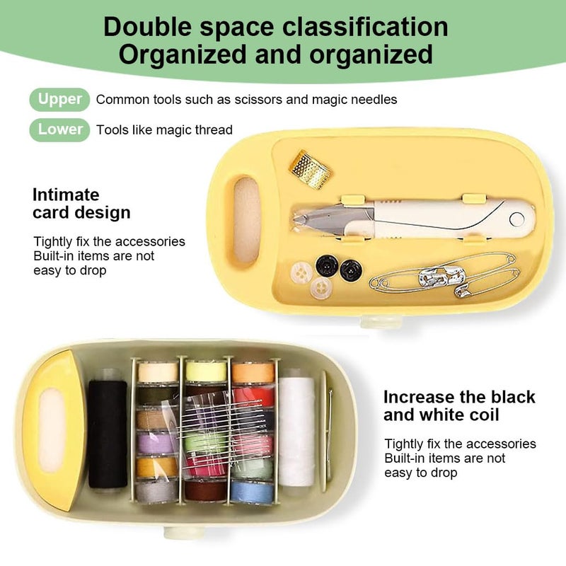 ELEPHANTBOAT® Sewing Kit Full Set Portable, Sewing Kit Box for Home Use Travel Use Portable Sewing Kit Stitching Kit with Spools of Thread, Scissors, Thimble, Threader, Buttons - Image 4
