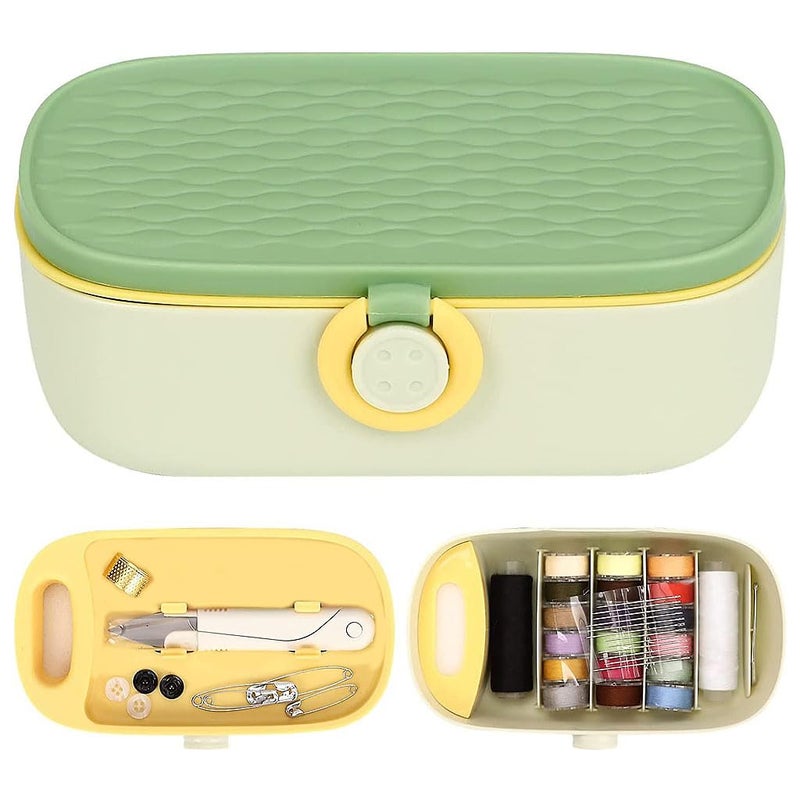 ELEPHANTBOAT® Sewing Kit Full Set Portable, Sewing Kit Box for Home Use Travel Use Portable Sewing Kit Stitching Kit with Spools of Thread, Scissors, Thimble, Threader, Buttons - Image 1
