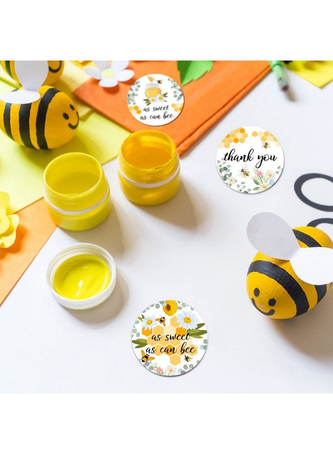 Eersida 500 Pcs 1.5 Inch Bee Thank You Stickers Bulk Bee Themed Stickers Honeybee Paper Decal Round Honey Labels Honeybee Baby Shower Favors for Jars Bottle Baby Shower Party Favor Birthday - Image 5