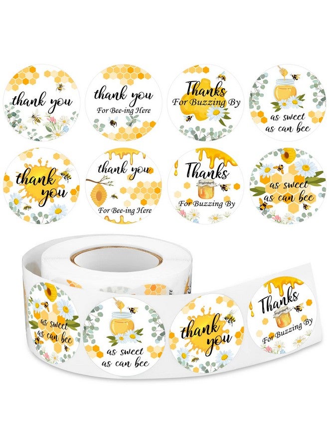 Eersida 500 Pcs 1.5 Inch Bee Thank You Stickers Bulk Bee Themed Stickers Honeybee Paper Decal Round Honey Labels Honeybee Baby Shower Favors for Jars Bottle Baby Shower Party Favor Birthday - Image 1
