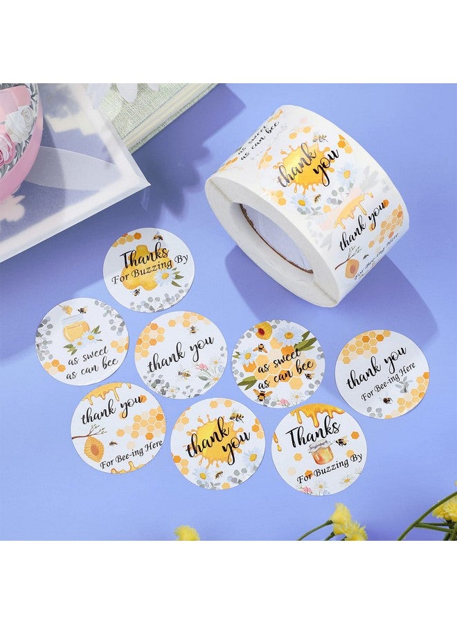 Eersida 500 Pcs 1.5 Inch Bee Thank You Stickers Bulk Bee Themed Stickers Honeybee Paper Decal Round Honey Labels Honeybee Baby Shower Favors for Jars Bottle Baby Shower Party Favor Birthday - Image 4