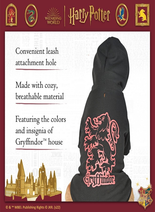Harry Potter Gryffindor Dog Hoodie with Faux Scarf - Officially Licensed Dog Apparel & Accessories for Hogwarts Houses, Black, Size X-Small - Image 4