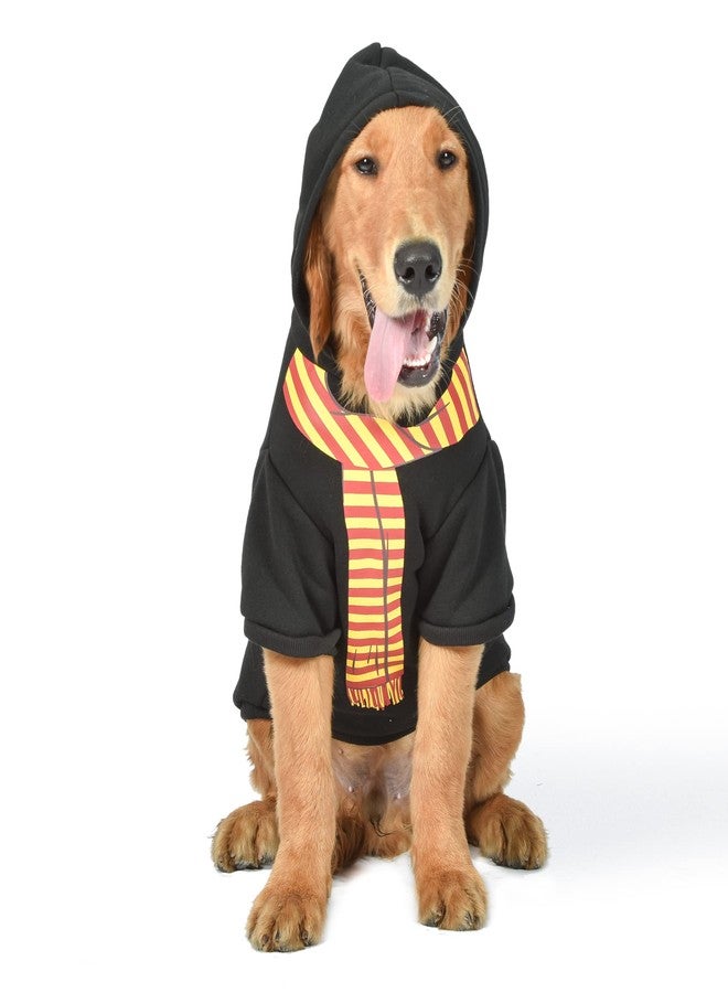 Harry Potter Gryffindor Dog Hoodie with Faux Scarf - Officially Licensed Dog Apparel & Accessories for Hogwarts Houses, Black, Size X-Small - Image 1