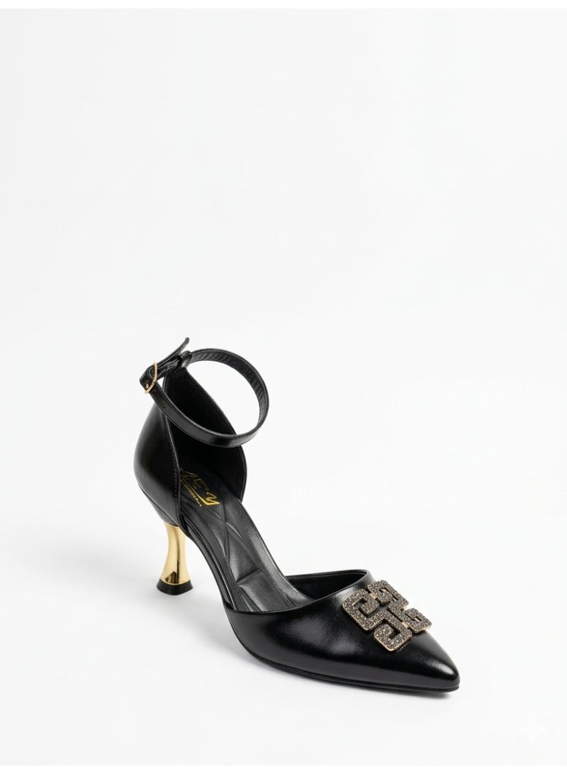 لايف ستيلاش  أحذية كعب جلد كلاسيكي F-619 - أسود - Image 2