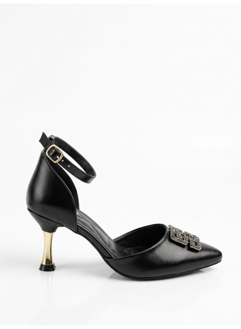 لايف ستيلاش  أحذية كعب جلد كلاسيكي F-619 - أسود - Image 3