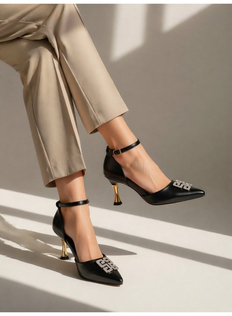 لايف ستيلاش  أحذية كعب جلد كلاسيكي F-619 - أسود - Image 4