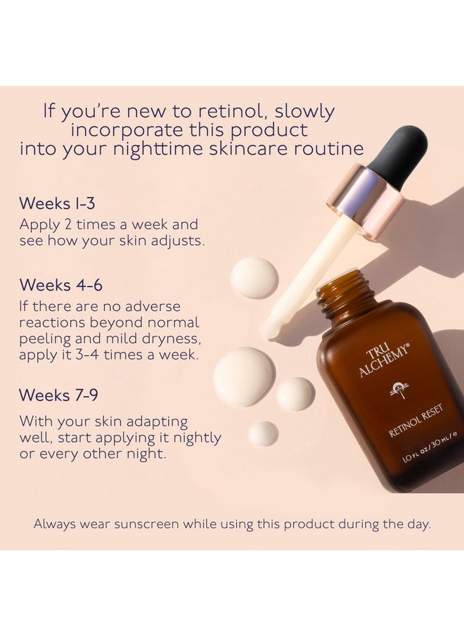 Tru Alchemy - Retinol Reset Revitalizing Retinol Serum For Face - Wrinkle Appearance Serum & Retinol Cream For Face W/Bakuchiol, Niacinamide For Overnight Renewal W/Long-Term Radiance - 1 Fl Oz - Image 1