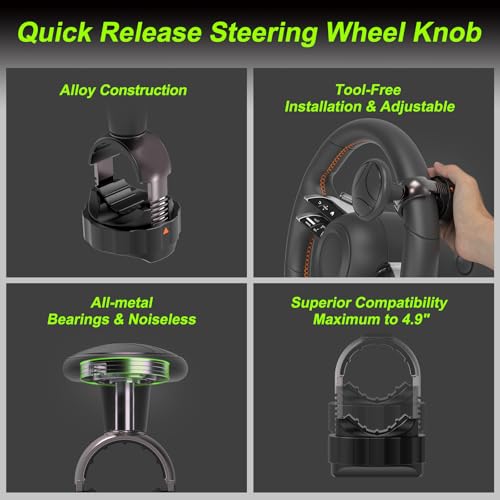 Zeyitian Tool Free Steering Wheel Knob, Suicide Knob for 3.45-4.9" Steering Wheel with Metal Bearing, Steering Wheel Knob Spinner for Cars, Trucks, Mowers, Boats, No Screws or Tools Needed (1Pack, Black) - Image 5