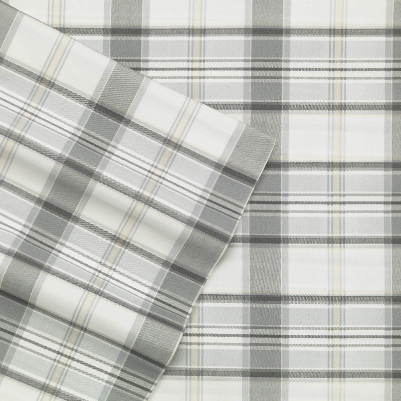 Eddie Bauer Eddie Bauer - King Sheets  Cotton Percale Bedding Set 4 pcs  Crisp & Cool Home Decor (Chinook Grey  King)  - Image 1