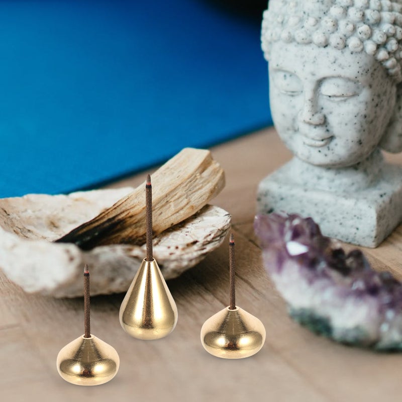 6 Pcs Incense Burner Copper Incense Stick Holder Burner Water Drop Shape Censer - Image 2