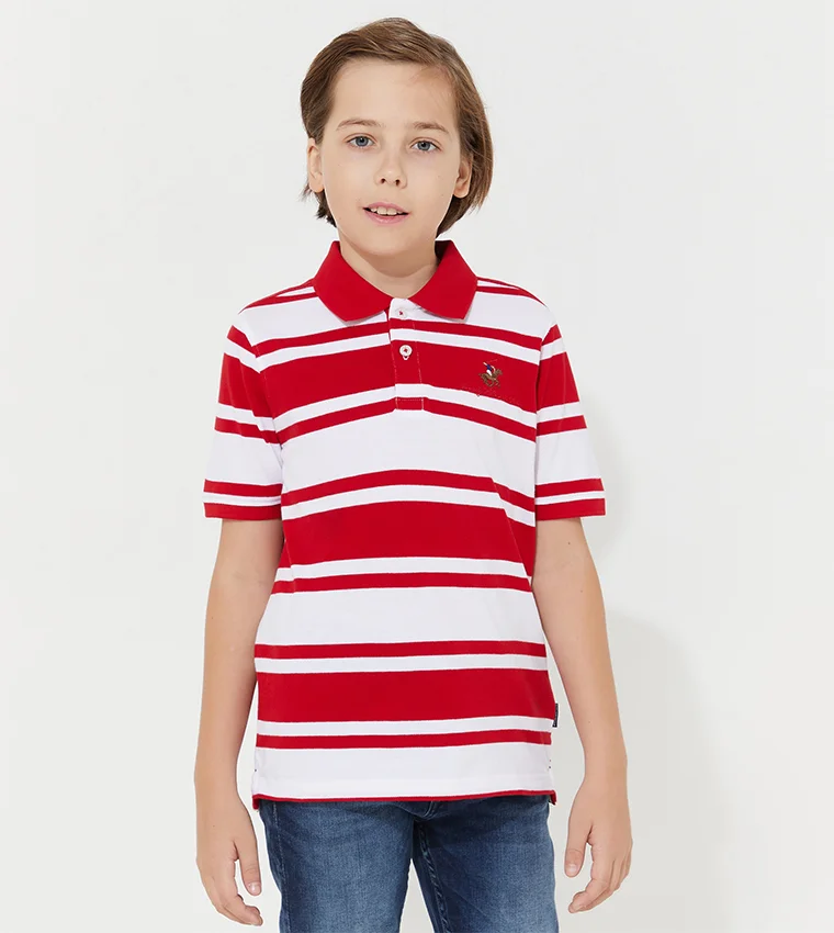 بيفرلي هيلز بولو كلوب تي شيرت بولو بأكمام قصيرة مخططة