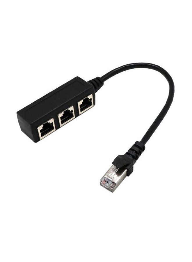 NIBEMINENT 1-To-3 Ethernet LAN Network Cable Connector Black 