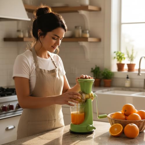 SUPERMOM Vegetable Juicer Machine for Home – Manual Hand Press Fruit & Vegetable Juicer, Portable Non-Electric Juice Extractor, Durable & Easy to Use Juicer for Healthy Fresh Juices (Mix Colour) - Image 2