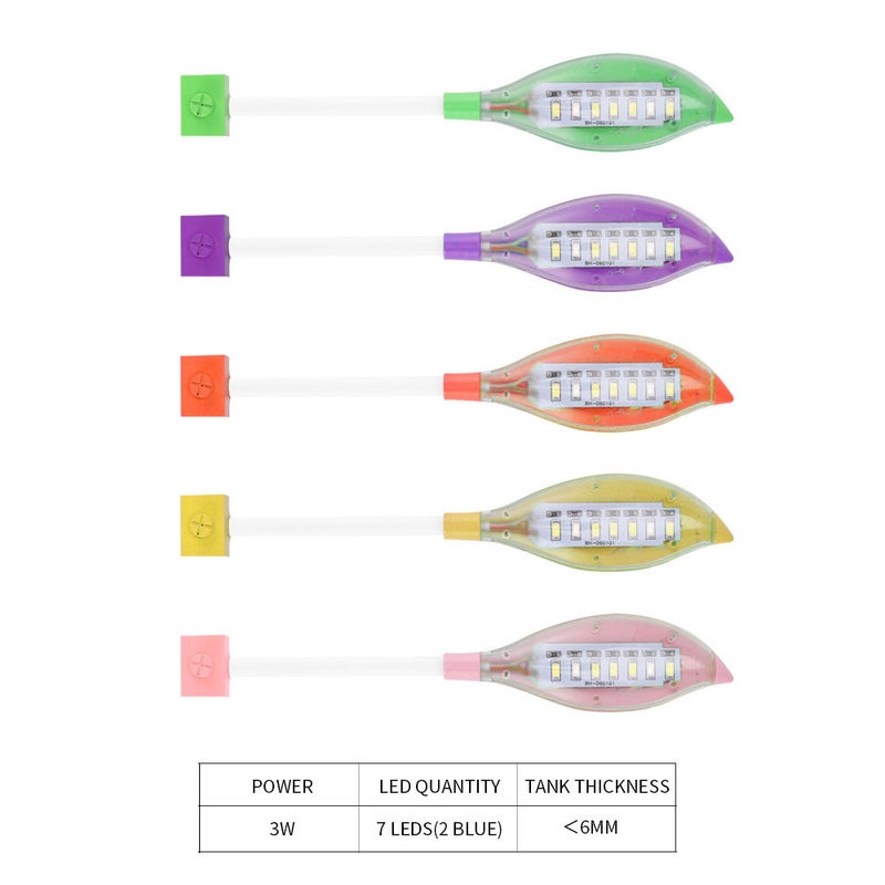 ضوء حوض السمكة صغير مصباح LED مقفل لحوض السمكة - مصباح LED على شكل ورقة موصل USB لحوض السمكة ألوان إضاءة بيضاء وزرقاء - Image 3