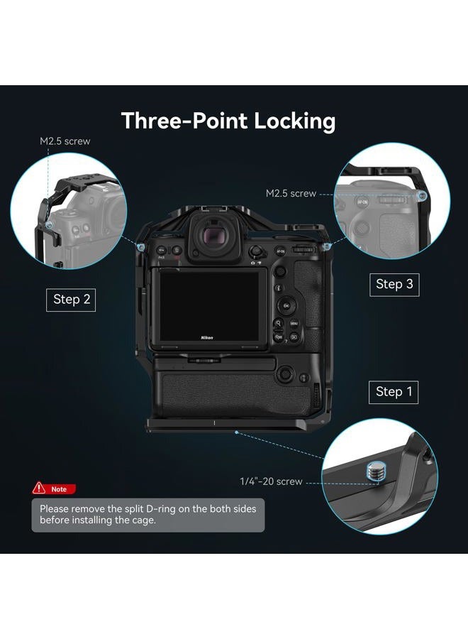 SMALLRIG Cage for Nikon Z 8 with MB-N12 Battery Grip, Supporting Quick Switch Between Horizontal and Vertical Shooting, with Quick Release Plate for Arca Tripods and Gimbals for DJI Series - 3982 - Image 4