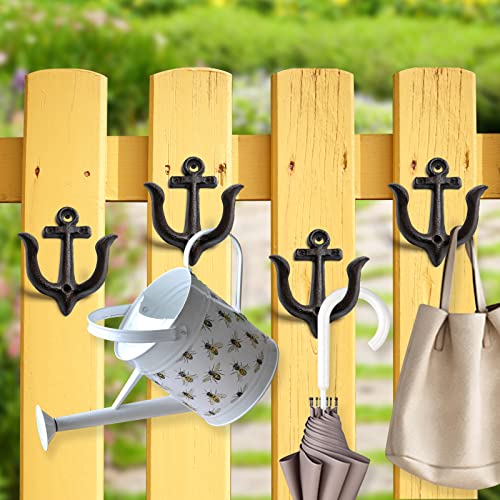 Notakia Decorative Wall Hooks Mounted Antique Shabby Chic Metal Cast Iron Nautical Anchor Design Hooks Hanger, Vintage Rustic Cast Iron Wall Hooks,Screws Included (Brown Anchor 4Pcs) - Image 4
