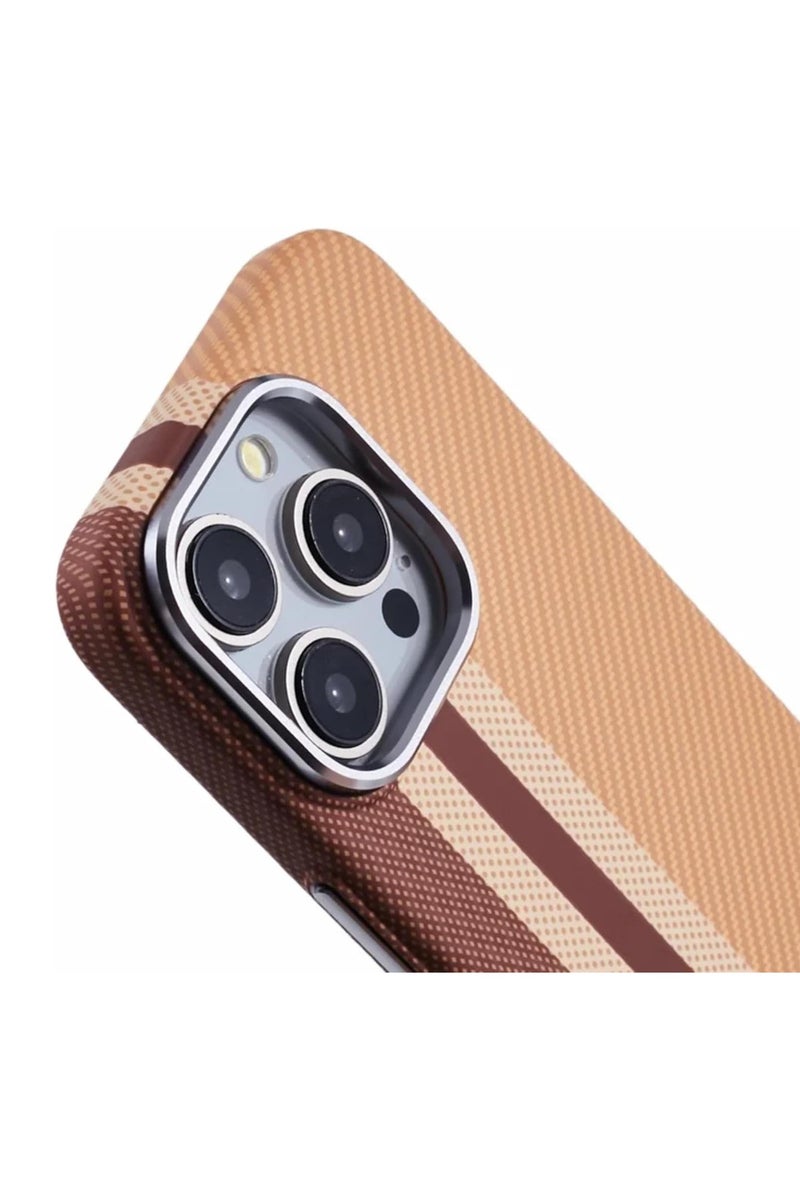 إيروريكس جراب هاتف متوافق مع iPhone 15 Pro Max، غطاء واقٍ خفيف الوزن رفيع بنمط مخطط باللونين البيج والبني، قبضة مضادة للانزلاق، امتصاص الصدمات، فتحات دقيقة، لمسة نهائية متينة أنيقة - Image 4