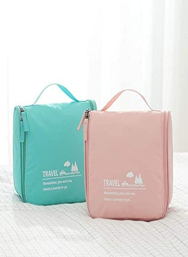 Flywind Hanging Toiletry Bag,Cosmetic Travel Bag with Hook & Elastic Band Compact Multifunction Cosmetic Organizer Beauty Pouch Makeup Vanity Box (Green) - Image 2