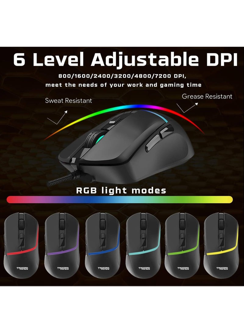 Twisted Minds TM-HORIZON-X 4-in-1 Gaming Combo, 87 Keys Wired Mechanical Keyboard, Adjustable DPI Mouse, 50mm Driver Steady-Light Headset, Rubber + Fabric Material Mouse Pad, Black | TM-HORIZON-X - Image 4