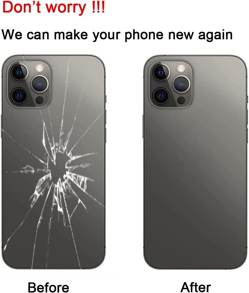 Perzework استبدال زجاج خلفي أصلي لجهاز آيفون 12 برو 6.1 بوصة مع مجموعة أدوات الإصلاح (رمادي)  - Image 5
